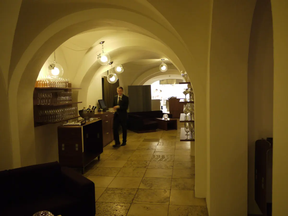 The vaulted cellar dining room of a|o|c in Moltke's Mansion, Copenhagen