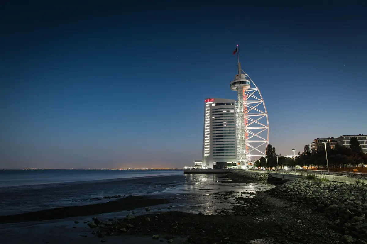 Torre Vasco da Gama and the Myriad by SANA hotel in Parque das Nações, Lisbon, home of Fifty Seconds near the top of the tower