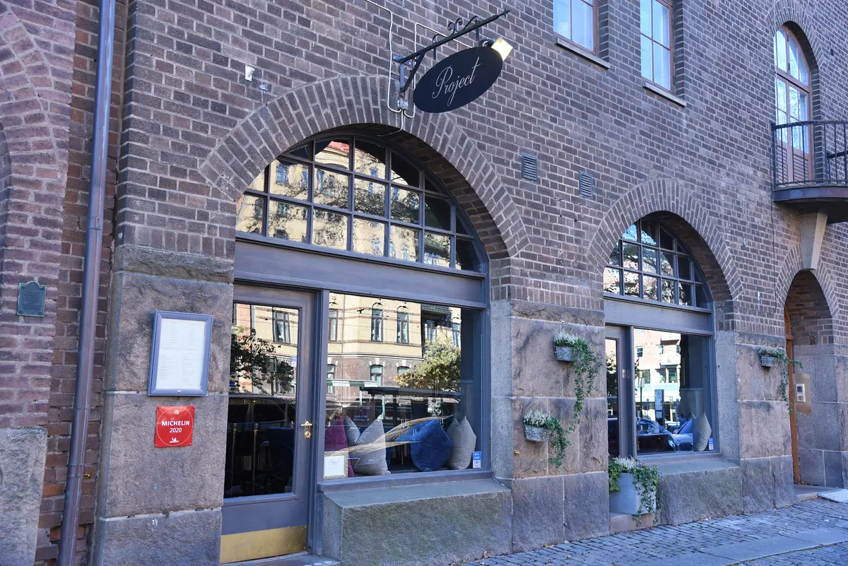 The front of Restaurang Project on Södra vägen 45, Gothenburg (photographed in 2021)