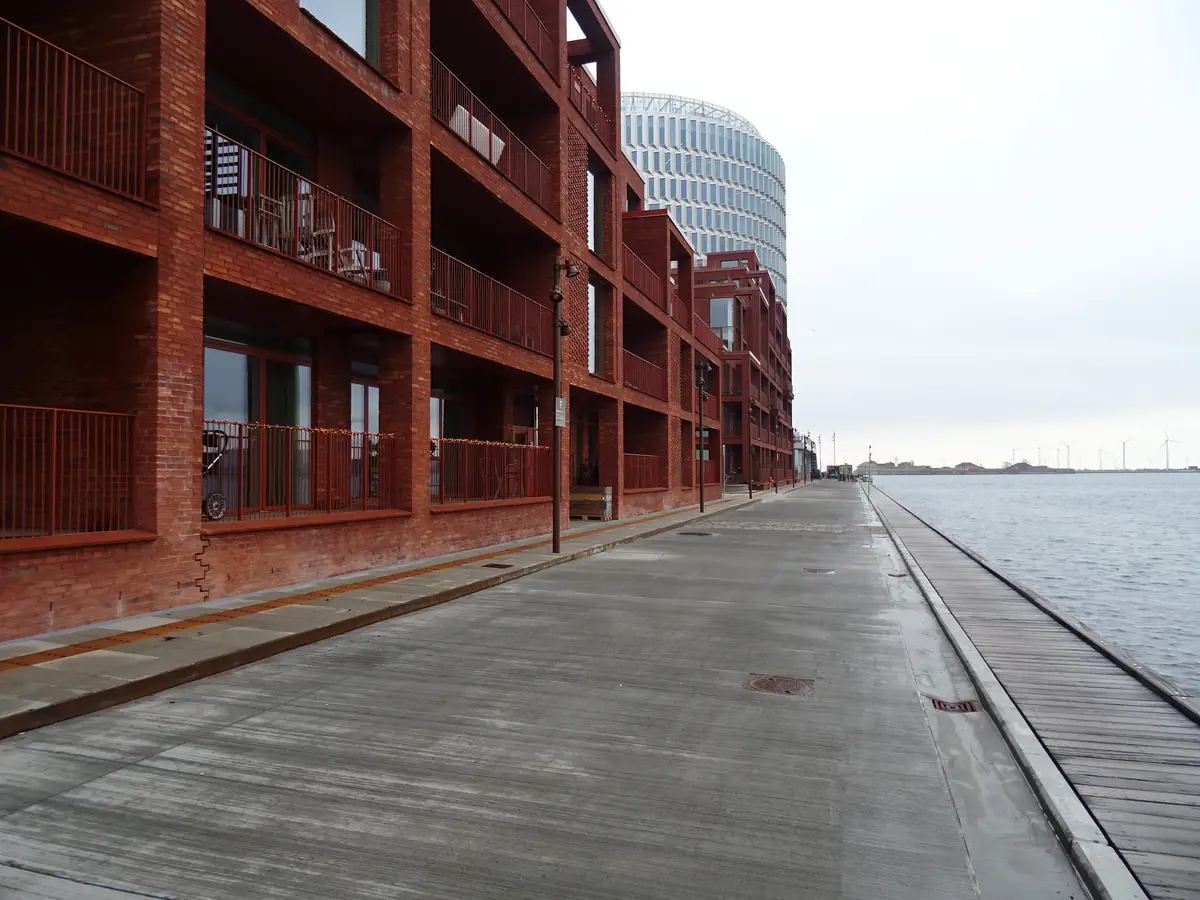 Mariehamngade along Nordbassinet in Nordhavn, Copenhagen, the street where Sushi Anaba is
