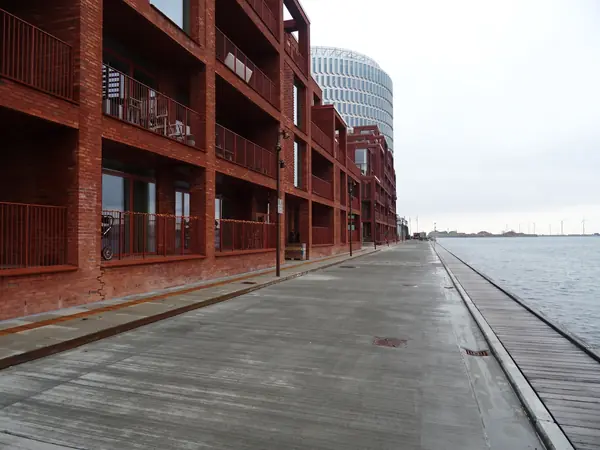 Mariehamngade along Nordbassinet in Nordhavn, Copenhagen, the street where Sushi Anaba is